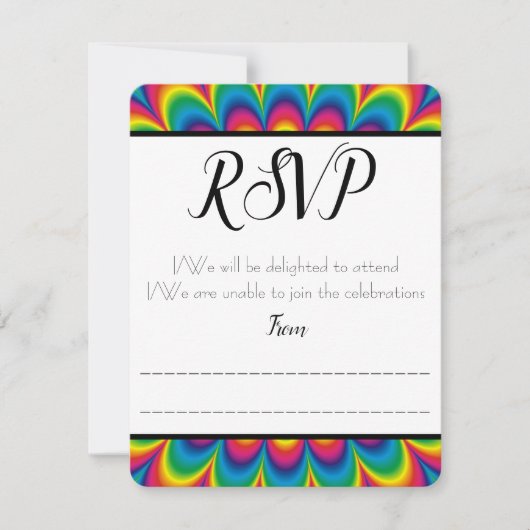 サイケデリック タイダイ RSVP / レスポンス カード (正面)