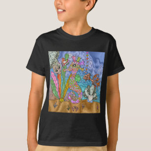 サイケデリック・タツノオトシゴ・ウミガメ・アート Tシャツ