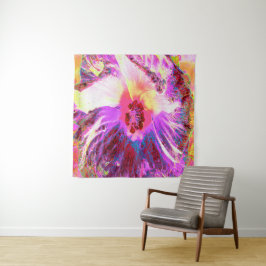 サイケデリック トリッピー レインボーカラー ハイビスカスの花 タペストリー