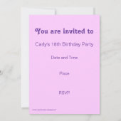 サイケデリック ピンク パーティー 招待状 縦 (裏面)