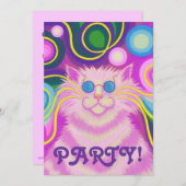 サイケデリック ピンク パーティー 招待状 縦 (正面/裏面)