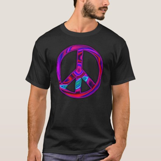 サイケデリック・ピースサインTシャツ Tシャツ (正面)