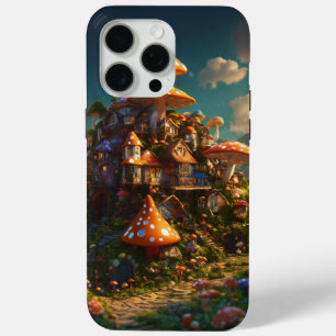 サイケデリック・マッシュルーム・ビレッジ – 詳細な3Dレンダリング iPhone 15 PRO MAXケース