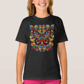 サイケデリック マンダラ 蝶 Tシャツ