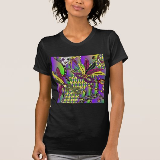 サイケデリック・マーディグラ・フェザーマスク Tシャツ (正面)