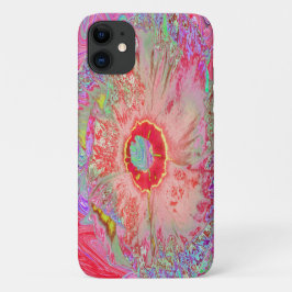 サイケデリック・レトロ・コーラル・レインボー・ハイビスカス iPhone 11 ケース