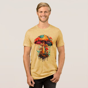 サイケデリックArt - Groovy Makroom Dritling トライブレンドTシャツ