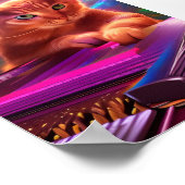 サイケデリックart keyboard/piano cat ポスター (角)