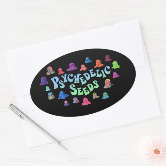 サイケデリックBlobs by Bex Ilsley (Stickerz) 楕円形シール (封筒)