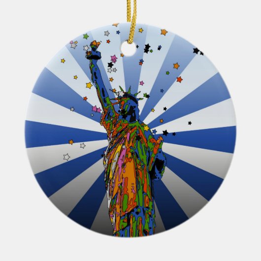 サイケデリックNYC:自由の女神#2 セラミックオーナメント (正面)
