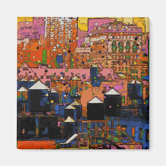 サイケデリックNYC:NYCウォータータワーズインウィンター#9 マグネット (正面)