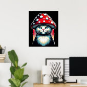 サイケデリックShroom Cat - Amanita Guardian ポスター (ホームオフィス)