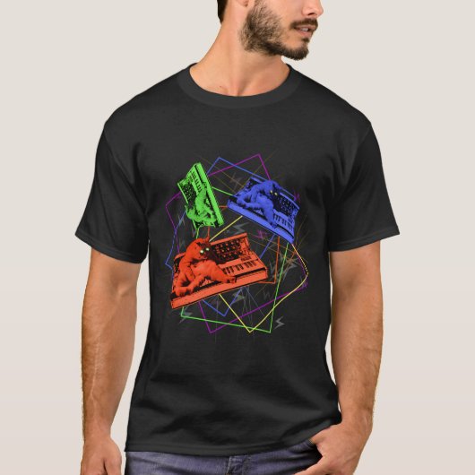 サイコデリックシンセサイザー猫 Tシャツ (正面)