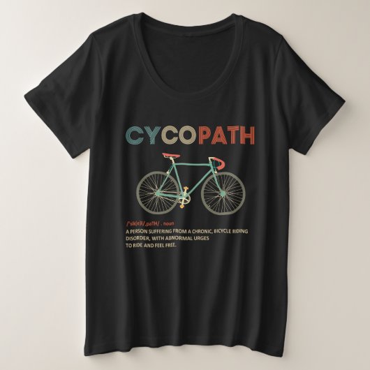 サイコパおもしろいスサイクリング(自転車・バイクもしくは自転車に乗る人) プラスサイズTシャツ (デザイン正面)