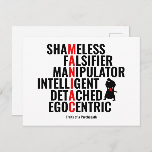 サイコパスの特徴 ポストカード (正面/裏面)