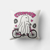 サイコパスハロウィーン幽霊オンピンク自転車 クッション (裏面)