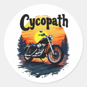 サイコパス素晴らしバイクもしくは自転車に乗る人T型サンセットグラフィック ラウンドシール