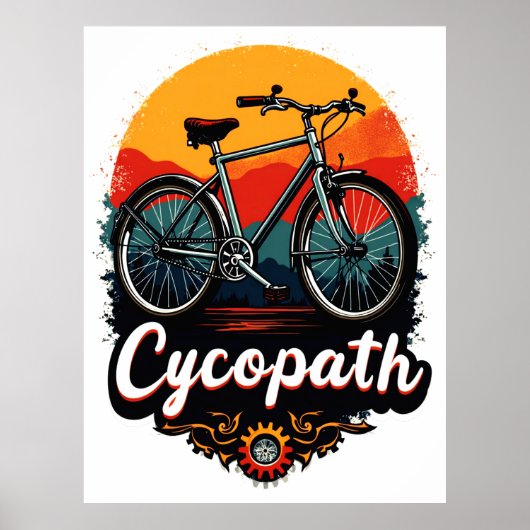 サイコパス：エネルギッシュな自転車とサンセットグラフィック ポスター (正面)