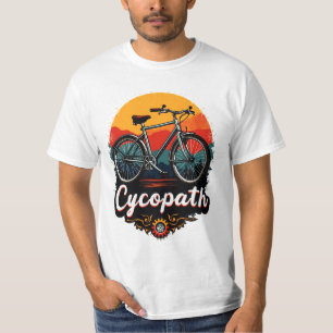 サイコパス:エネルギッシュな自転車とサンセットグラフィック Tシャツ