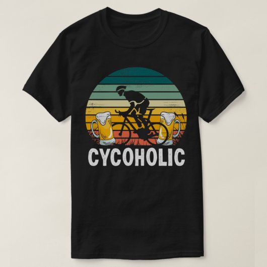 サイコホリックおもしろいサイクリングとビールギフト Tシャツ (デザイン正面)
