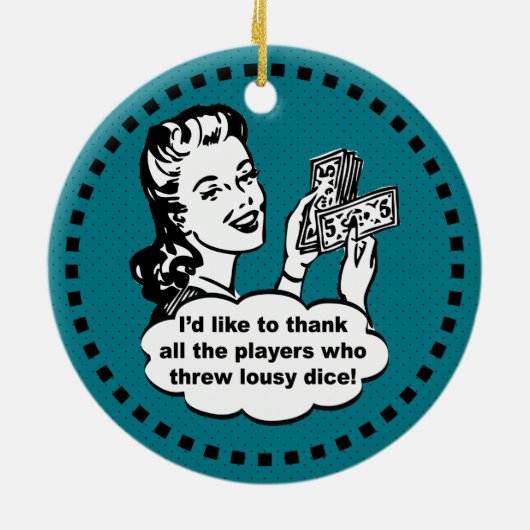 サイコロのゲームの勝者 セラミックオーナメント (裏面)