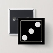 サイコロのピップスの番号ホワイト3 +あなたのバックガー。 缶バッジ (正面&裏面)