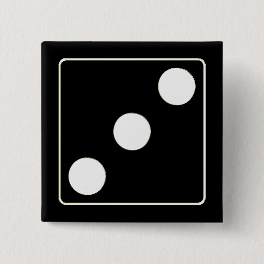 サイコロのピップスの番号ホワイト3 +あなたのバックガー。 缶バッジ (正面)