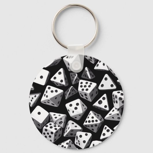 サイコロの喜び:幾何学的カスケード キーホルダー (正面)