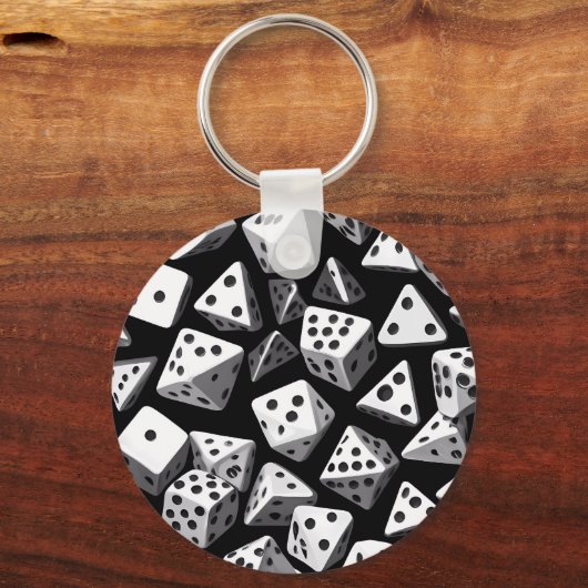 サイコロの喜び:幾何学的カスケード キーホルダー (正面)