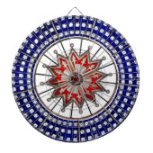 サイコロの旧式な賭博の車輪のトランプのポーカーを賭けるヴィンテージ ダーツボード (正面)