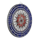 サイコロの旧式な賭博の車輪のトランプのポーカーを賭けるヴィンテージ ダーツボード (正面左)