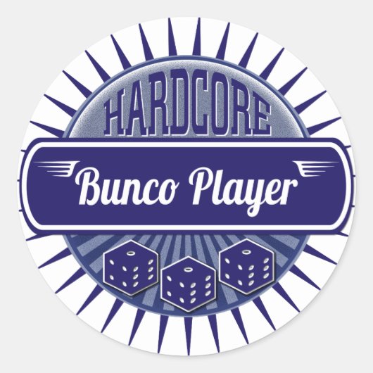 サイコロの本格的なBuncoのパーティーのレトロのヴィンテージプレーヤー ラウンドシール (正面)