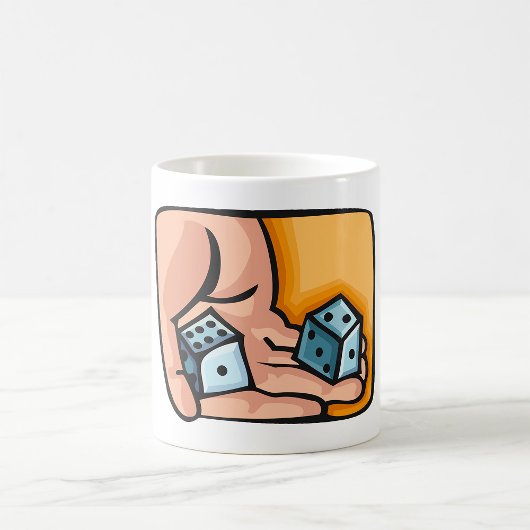 サイコロを振る コーヒーマグカップ