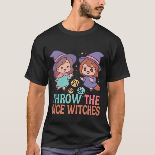 サイコロを振れ ウィッチーズ ハロウィン スプーキー ゲーマー Tシャツ (正面)