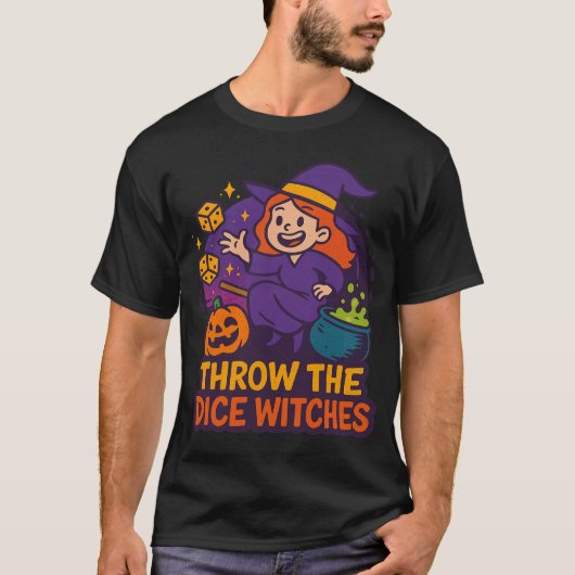 サイコロを振れ 魔女 ハロウィン スプーキー ゲーマー Tシャツ (正面)