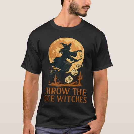 サイコロを振れ 魔女 ハロウィン スプーキー ゲーマー Tシャツ (正面)