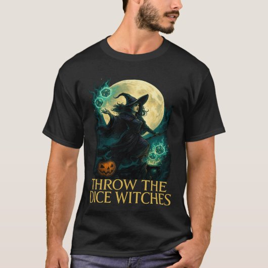 サイコロを振れ 魔女 ハロウィン スリラー ゲーマー Tシャツ (正面)