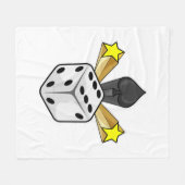 サイコロアットトランプのポーカーwithスペード&スター フリースブランケット (正面(横))