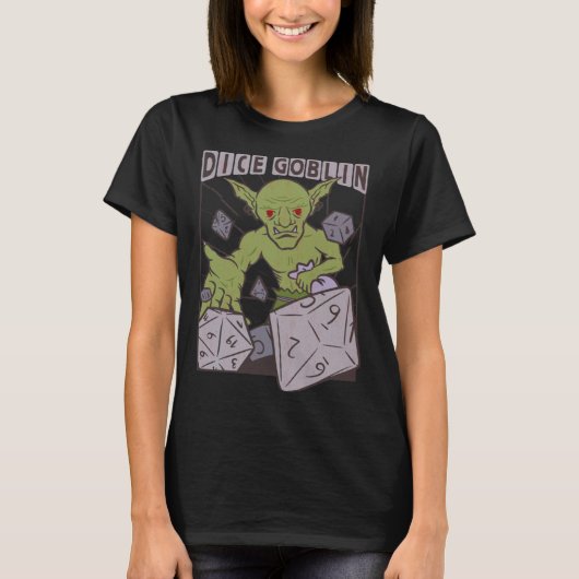 サイコロゴブリンOrc D20サイコロのためのRPGゲーマー Tシャツ (正面)