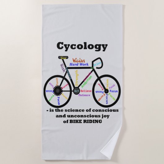 サイコロジー自転車の喜びの科学おもしろい ビーチタオル (正面)