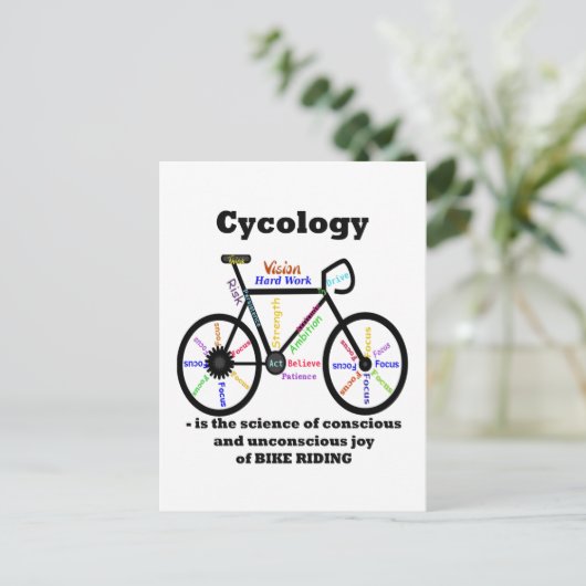 サイコロジー自転車の喜びの科学おもしろい ポストカード (スタンド正面)