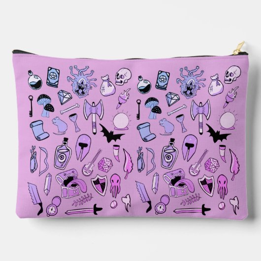 サイコロバッグ- RPGパターン（ピンク） アクセサリーポーチ (裏面)