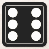 サイコロピップスの番号ホワイト6 +あなたのバックガー。 スクエアペーパーコースター (正面)