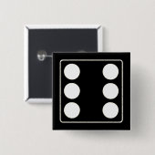 サイコロピップスの番号ホワイト6 +あなたのバックガー。 缶バッジ (正面&裏面)