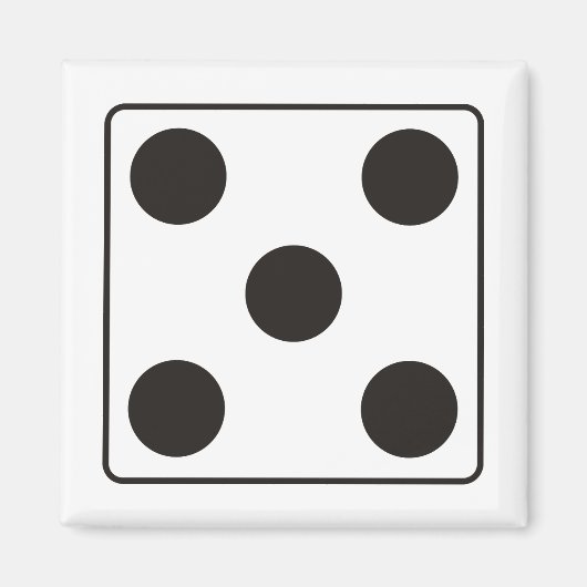 サイコロ数のpips 5 +あなたのバックガー。 マグネット (正面)