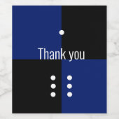 サイコロ水玉模様サイコロパターン青と黒 ワインラベル (シングルラベル)