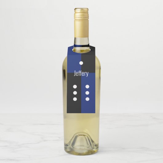 サイコロ水玉模様サイコロパターン青/黒 ボトルネックタグ (ボトル)