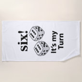 サイコロ転がの6人が私のターンの転がサイコロ ビーチタオル (正面)