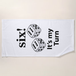 サイコロ転がの6人が私のターンの転がサイコロ ビーチタオル