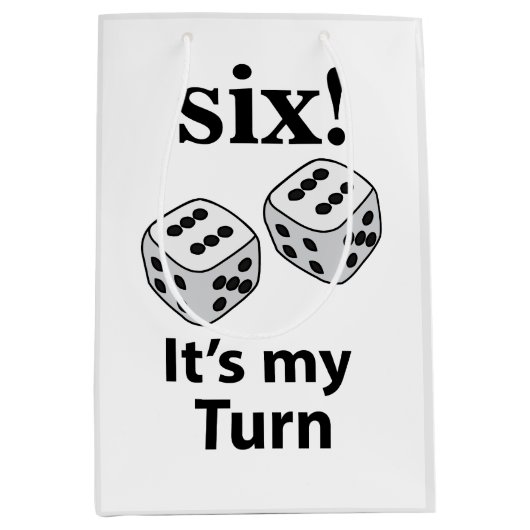 サイコロ転がの6人が私のターンの転がサイコロ ミディアムペーパーバッグ (正面)